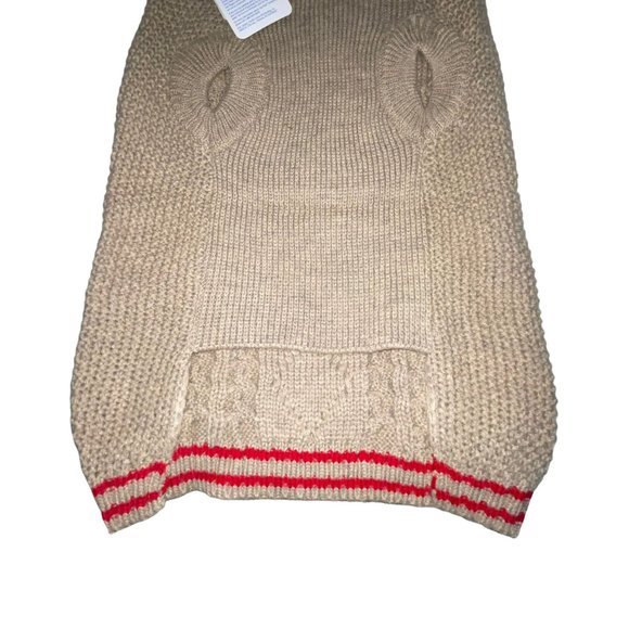 NWT Top Paw Thick Tan With Red Stripe Turtleneck Cable Sweater Winter Dog Large - Picture 6 of 6